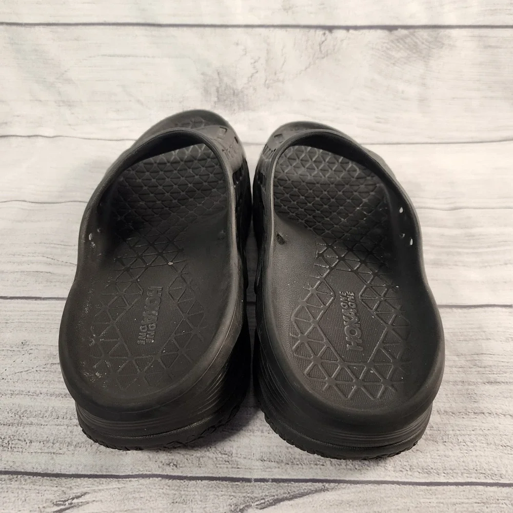 Hoka One One Ora Recovery Slide Mens 12 Black Comfort Sandals Slip On 1099673